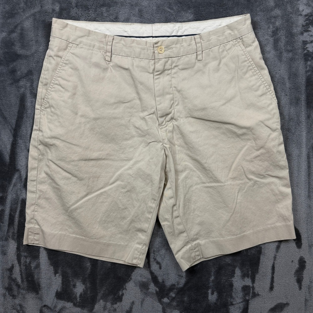 Polo Ralph Lauren Chino Shorts Mens 34 Tan Khaki Flat Front Cotton Twill Casual